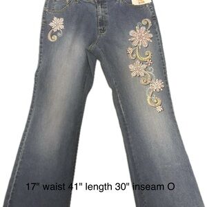 Angels Blue Jeans with Floral Embroidery